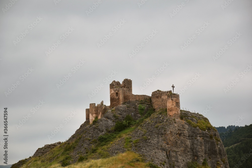 Clavijo castle in ruin on top of a rocky rock, built in the 9th century, La Rioja.