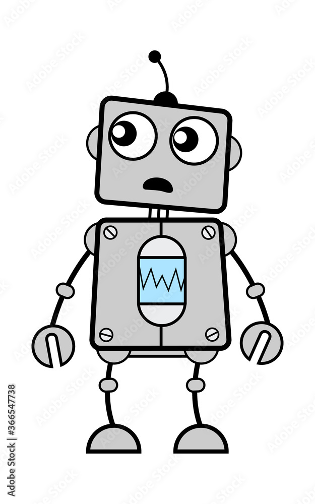 Naklejka premium Shocked Robot Cartoon