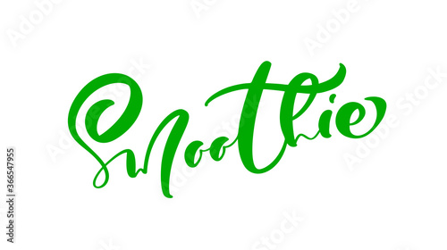 Vector hand drawn lettering calligraphic text Smoothie logo. Cute word design for greeting card, drink vegan poster, mug, banner, cafe menu