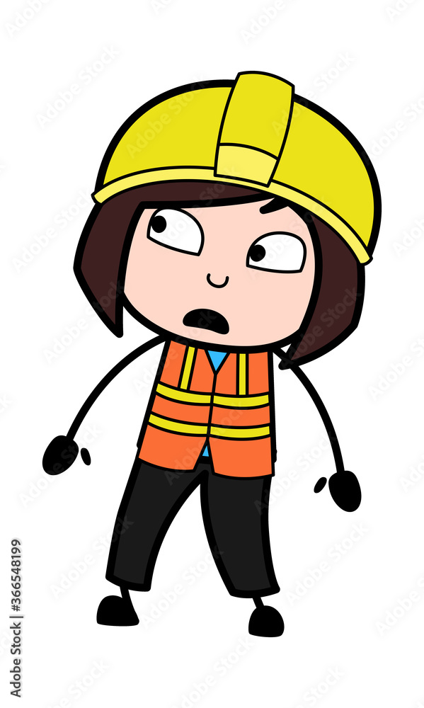 Shocked Lady Engineer Cartoon