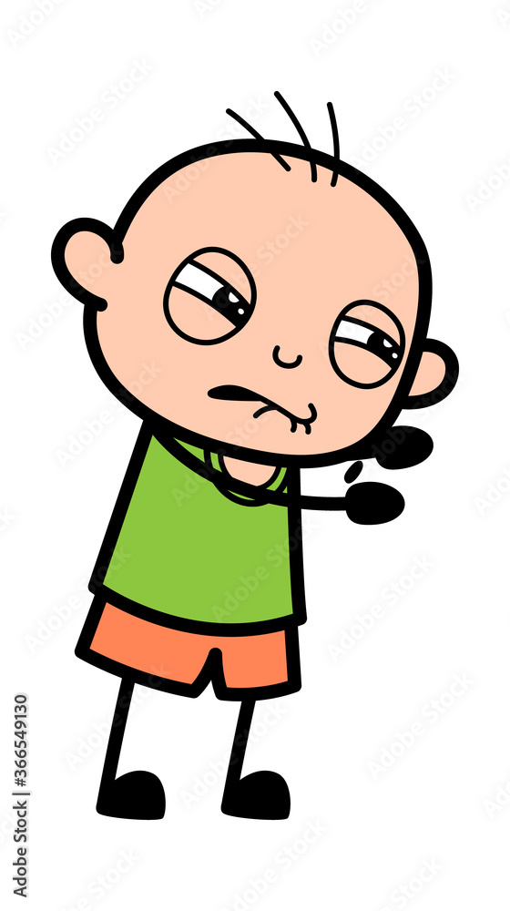 Irritated Bald Boy cartoon illustration Stock Vector Adobe Stock