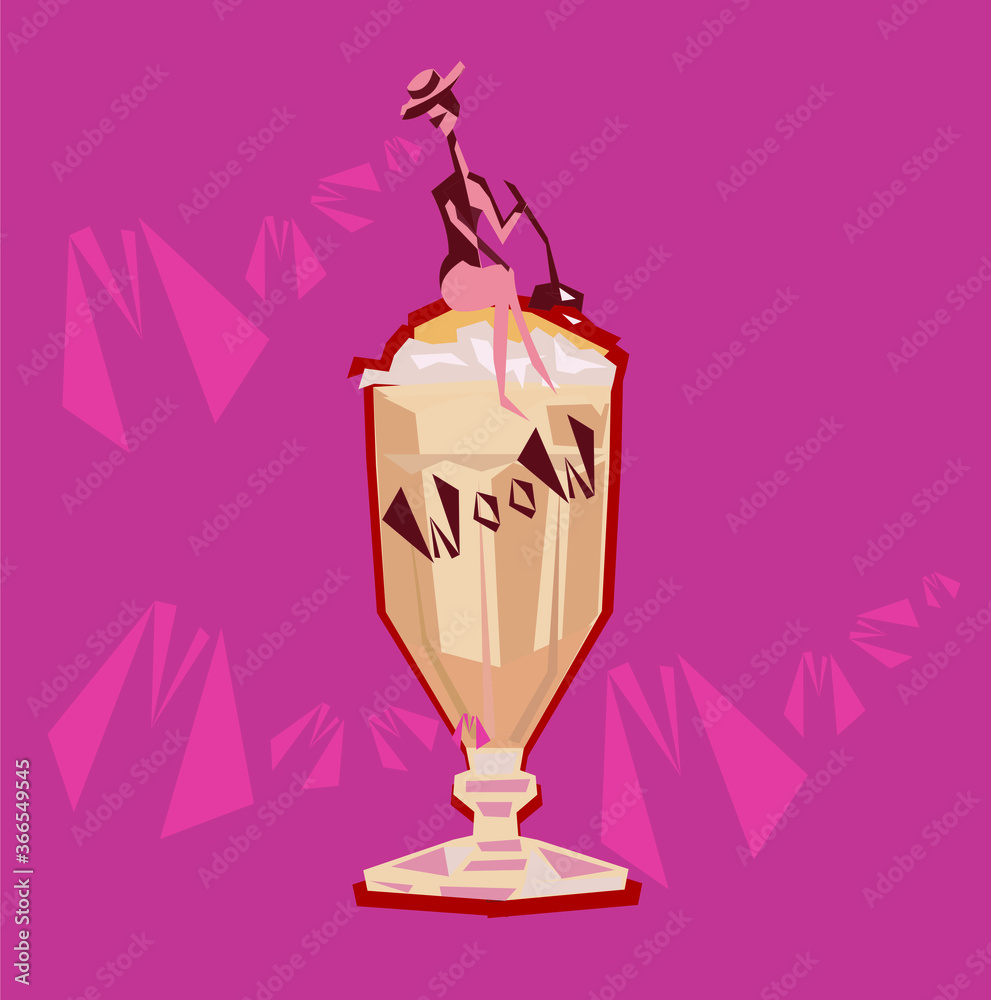 creative image of a cocktail and a lady .Minimalism style creative image of a cocktail and a lady .Minimalism style