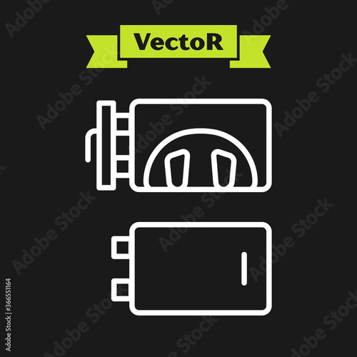 White line Crematorium icon isolated on black background. Vector.