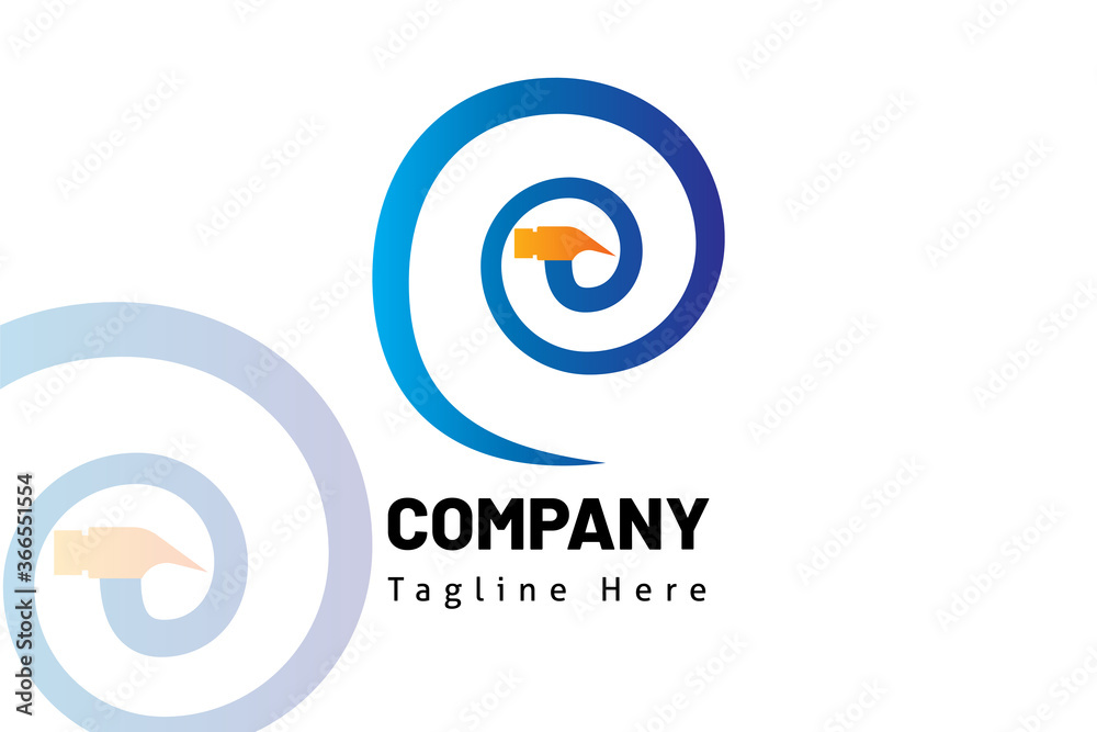 spiral hammer illustration logo template