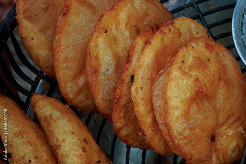 Riohacha, La Guajira, Colombia. May 10, 2019: Delicious egg arepa