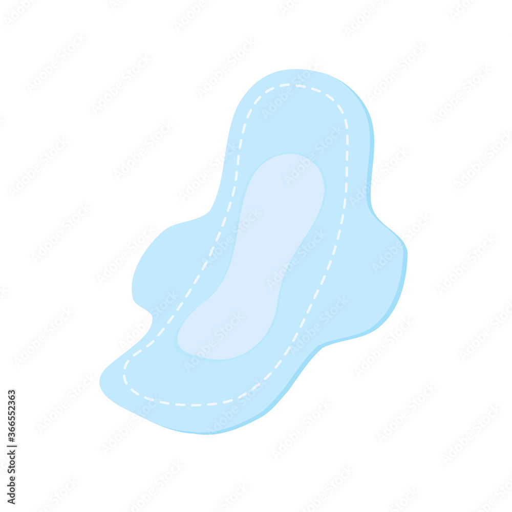Sanitary napkin. Feminine health and hygiene theme and concept. Environmental protection for women on critical days. Hand-drawn cartoon style. Vector illustration on isolated white background. Sanitary napkin. Feminine health and hygiene theme and concept. Environmental protection for women on critical days. Hand-drawn cartoon style. Vector illustration on isolated white background.