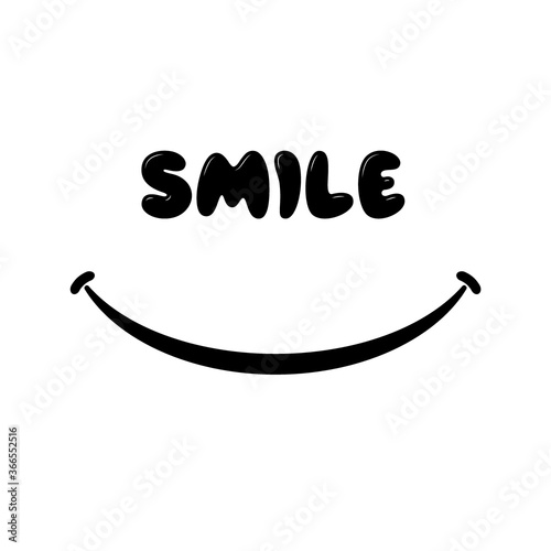 smile with tongue on yellow background. concept of grin, smile world day, language, great food, enjoy food, foodie, flavor, social network emoji. flat style trend smile logo design vector illustration