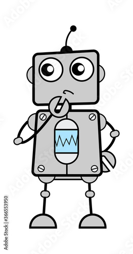 Cartoon Robot thinking seriously