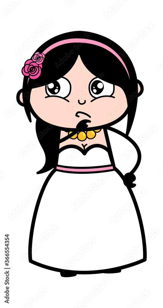 Cartoon Bride thinking seriously Cartoon Bride thinking seriously