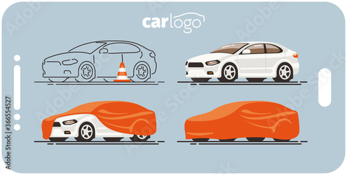 White car state template perfect for use in mobile applications, banner, web, landing page (ID: 366554527)