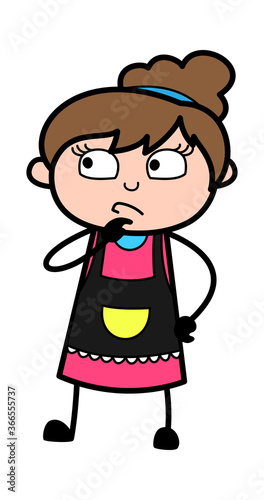 Cartoon Beautician thinking seriously