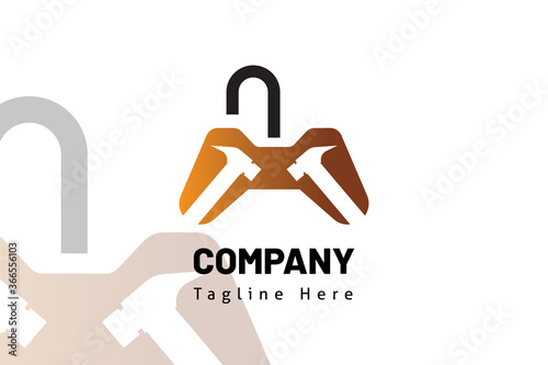 hammer joystick gaming illustration logo template