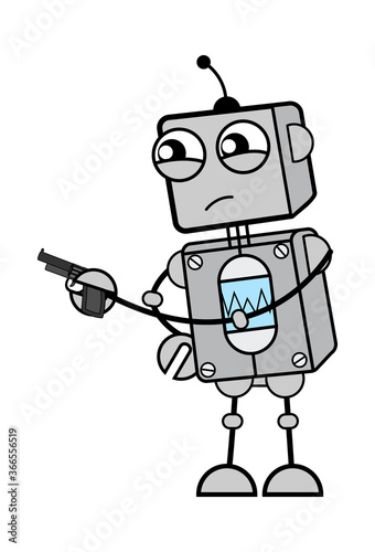 Cartoon Robot Pointing Gun