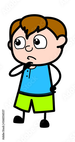 Cartoon Teen Boy thinking seriously