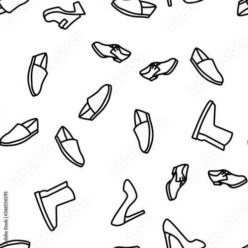 Shoes Footwear Shop Vector Seamless Pattern Thin Line Illustration