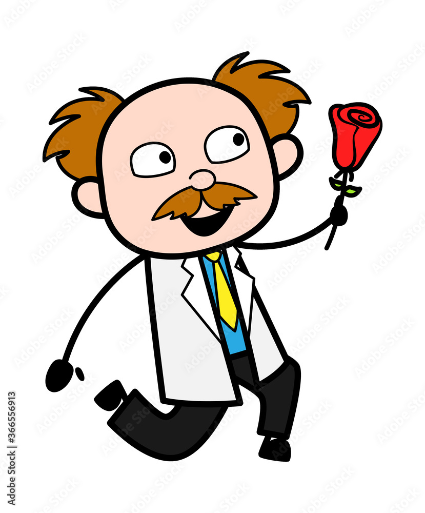 Cartoon Scientist Proposing Cartoon Scientist Proposing