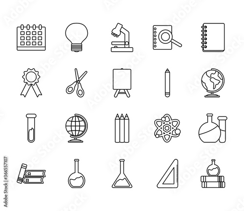 icon set of academic books and back to school, line style