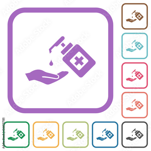 Hand washing with hand sanitizer simple icons