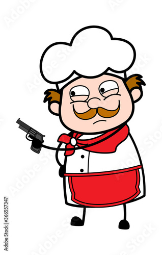 Cartoon Businessman Pointing Gun