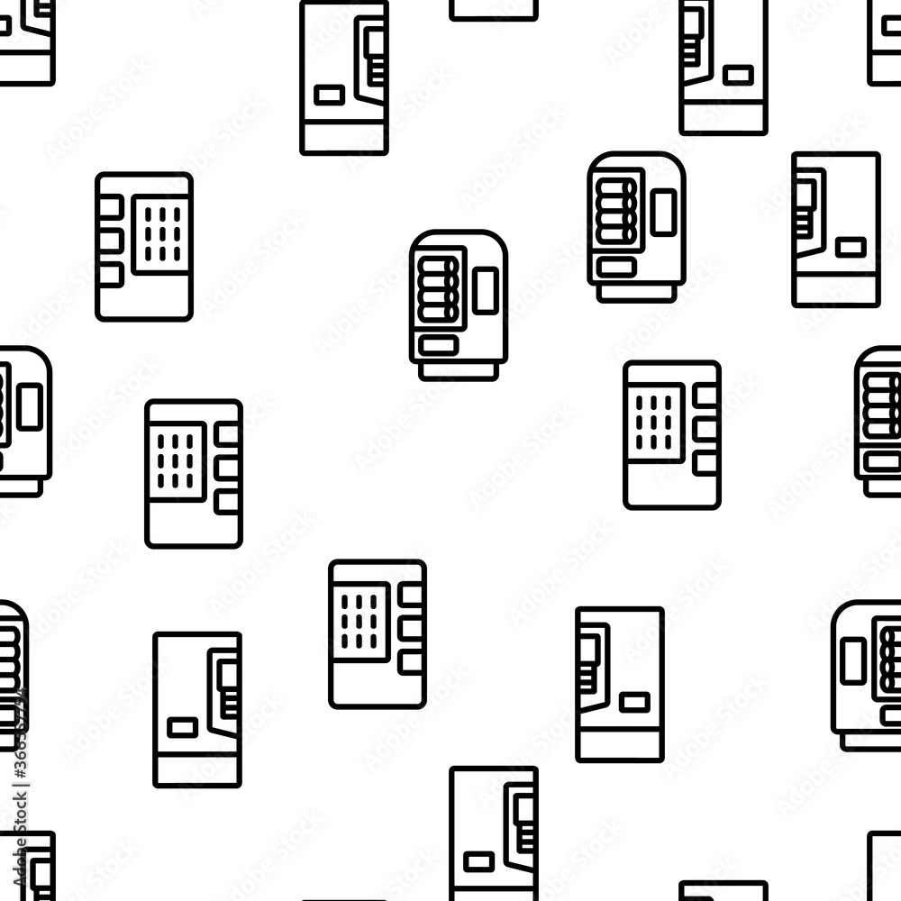Vending Machine Selling Service Vector Seamless Pattern Thin Line Illustration Vending Machine Selling Service Vector Seamless Pattern Thin Line Illustration