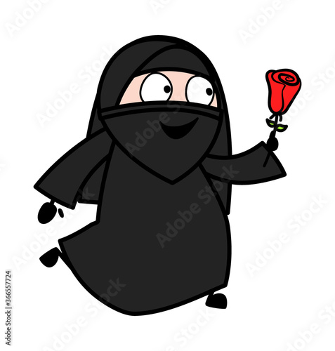 Cartoon Muslim Woman Proposing