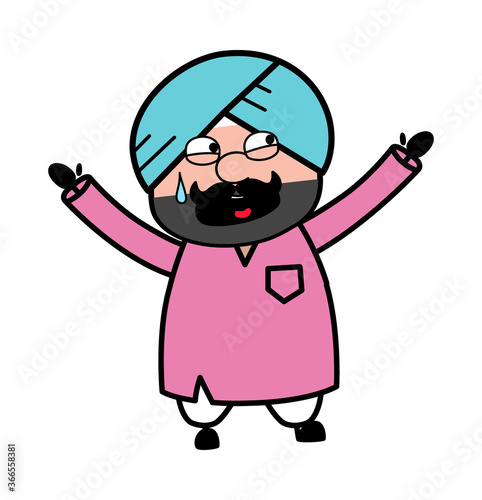 Terrified Cartoon Cute Sardar