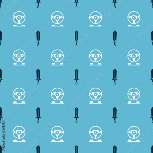 Set Sword for game and Racing simulator cockpit on seamless pattern. Vector.