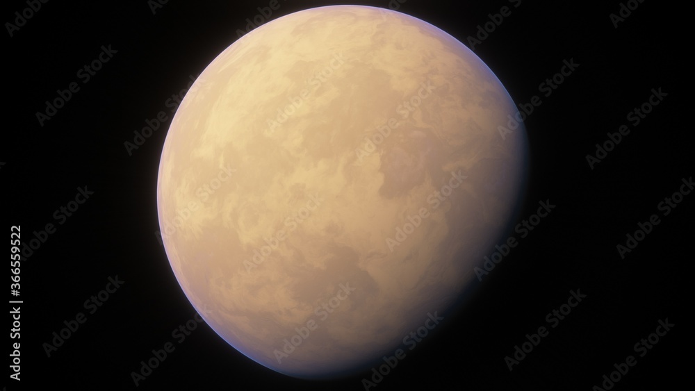 Naklejka premium science fiction wallpaper, cosmic landscape, realistic exoplanet, beautiful alien planet in far space, detailed planet surface 3d render