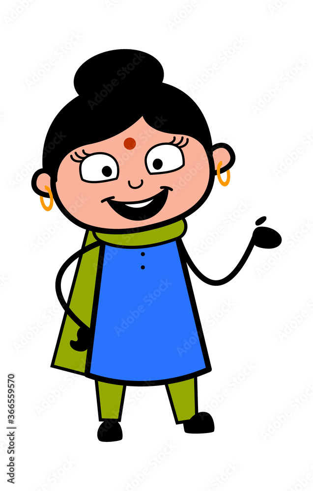 Happy Indian Lady Cartoon Illustration Happy Indian Lady Cartoon Illustration