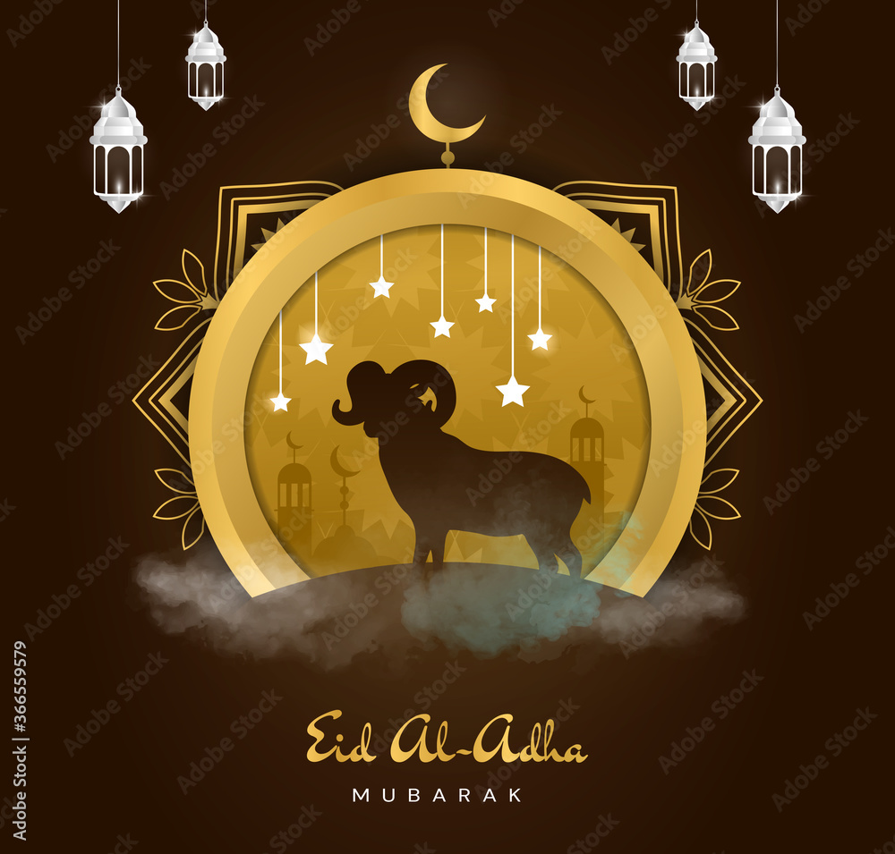 Poster or festive card design for Kurban Bayram or Eid alAdha, or the