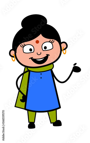 Happy Indian Lady Cartoon Illustration