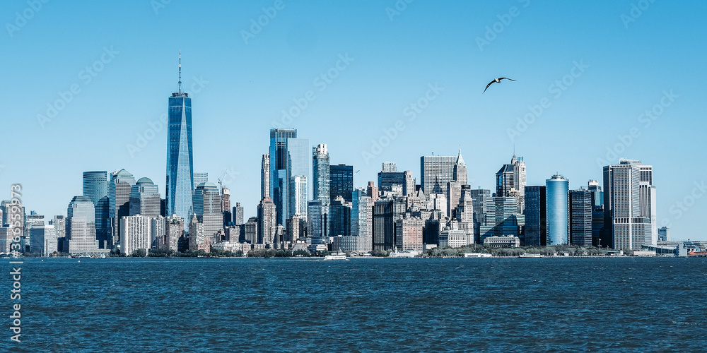 New York city skyline in retro colors