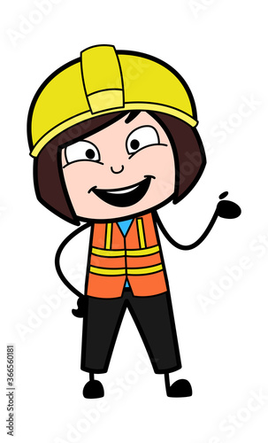 Happy Lady Engineer Cartoon Illustration