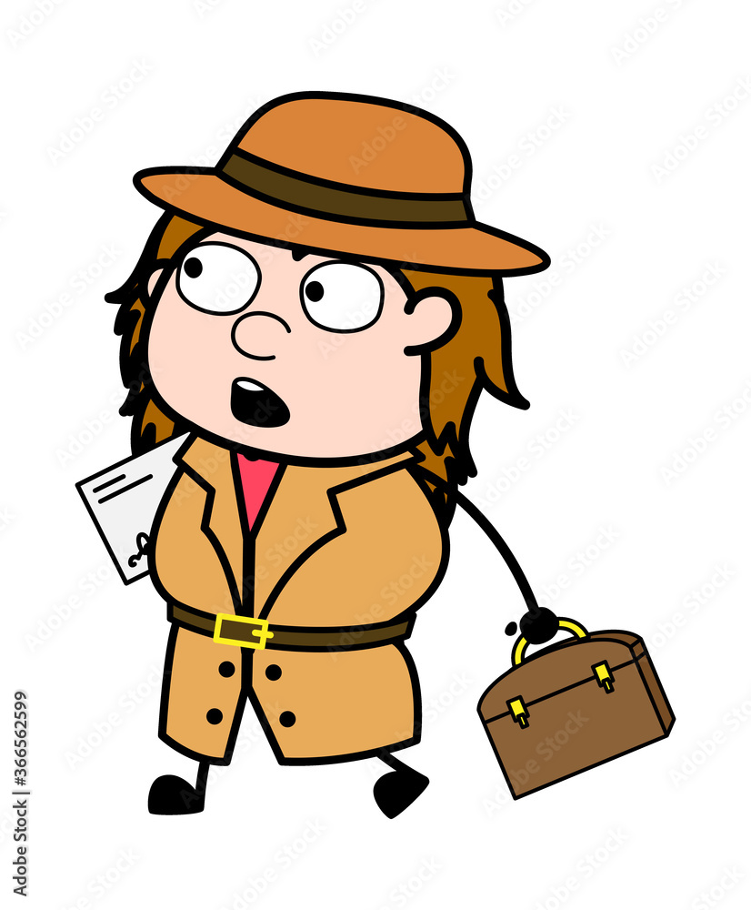 Cartoon Investigator Going to Office