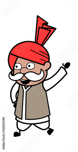 Cartoon Haryanvi Old Man saying Hello photo