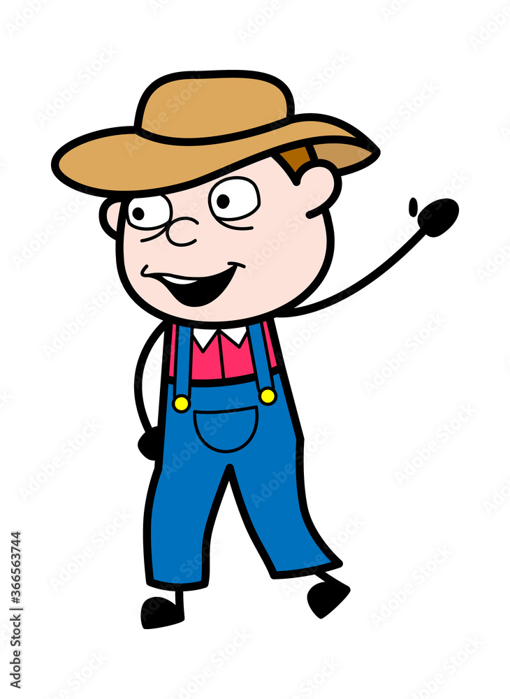 Cartoon Farmer saying Hello