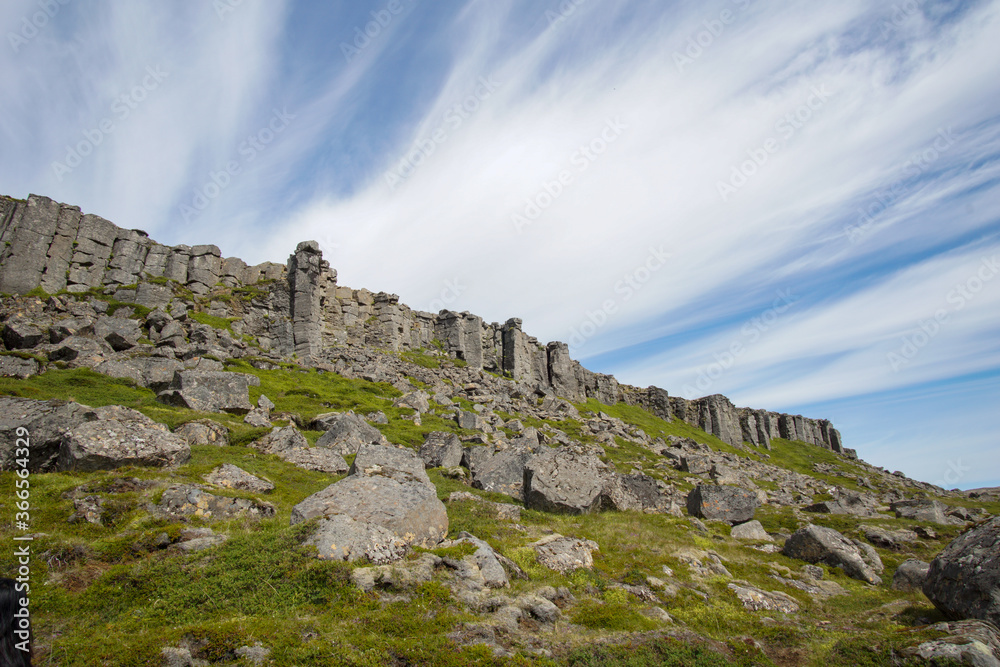 Gerðuberg Cliffs basalt columns in Iceland