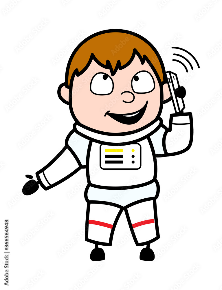 Cartoon Astronaut talking on Cell Phone Cartoon Astronaut talking on Cell Phone