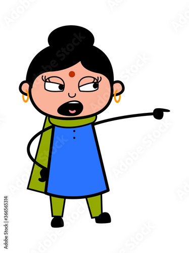 Angry Cartoon Indian Lady Shouting