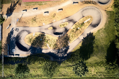 Drone photography: pumptrack topdown view 
