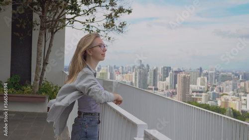 Woman Enjoying Singapore City View