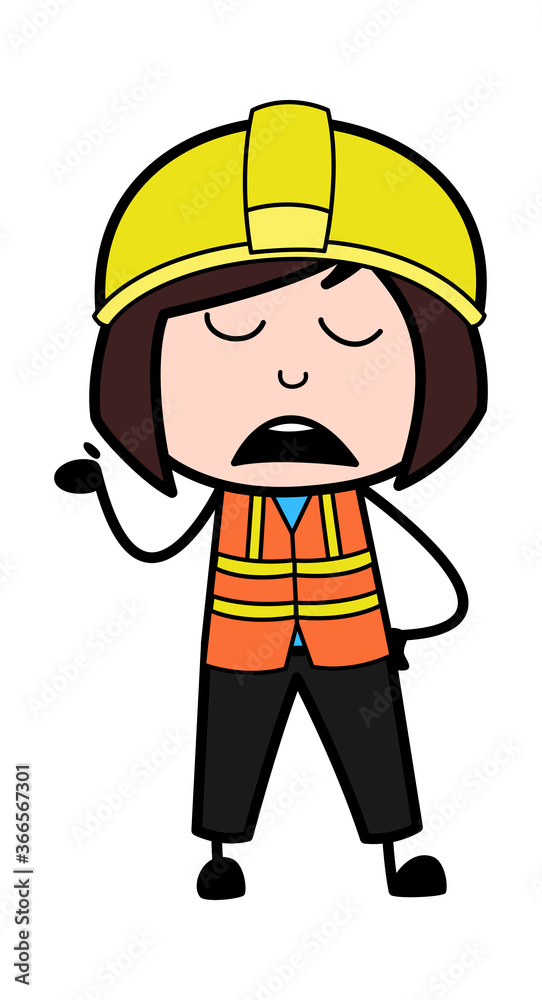 Cartoon Lady Engineer Pensive Cartoon Lady Engineer Pensive