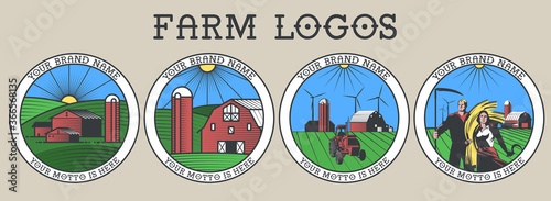 Farm Logos, Barns, Elevators, Windmills, Tractor, Fields