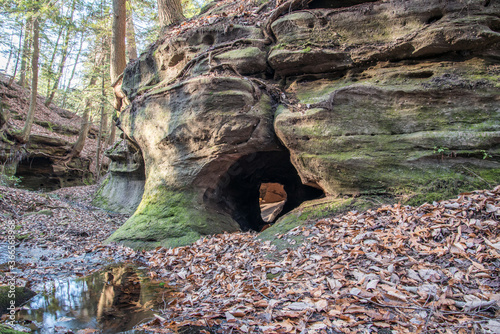 A sandstone arch in a creek bed at Mammoth Cave National Park. photo