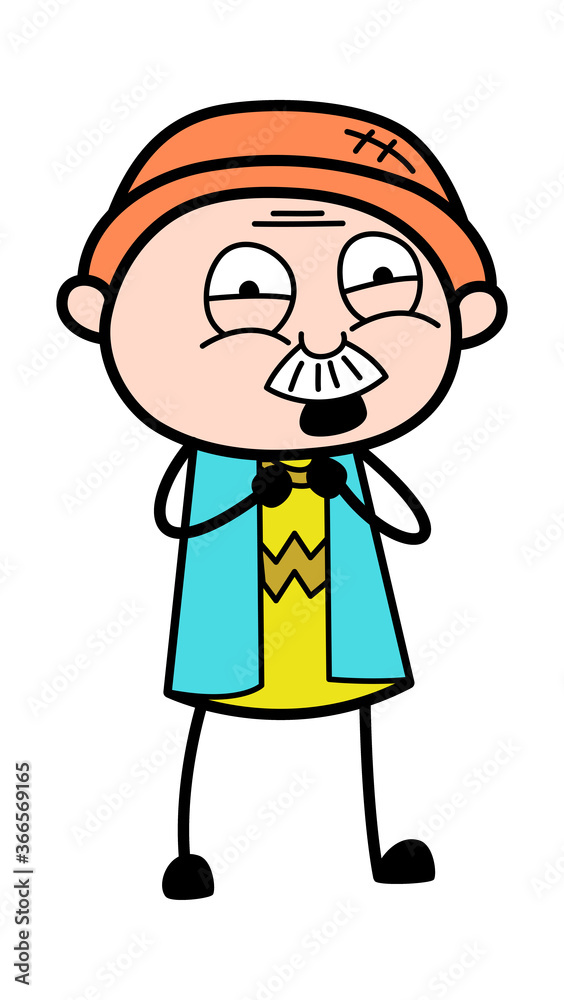 Cartoon Grandpa Surprised in Fear Cartoon Grandpa Surprised in Fear
