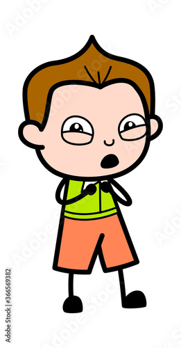 Cartoon Schoolboy Surprised in Fear