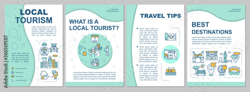 Local tourism brochure template. Sightseeing and ecotourism. Flyer, booklet, leaflet print, cover design with linear icons. Vector layouts for magazines, annual reports, advertising posters