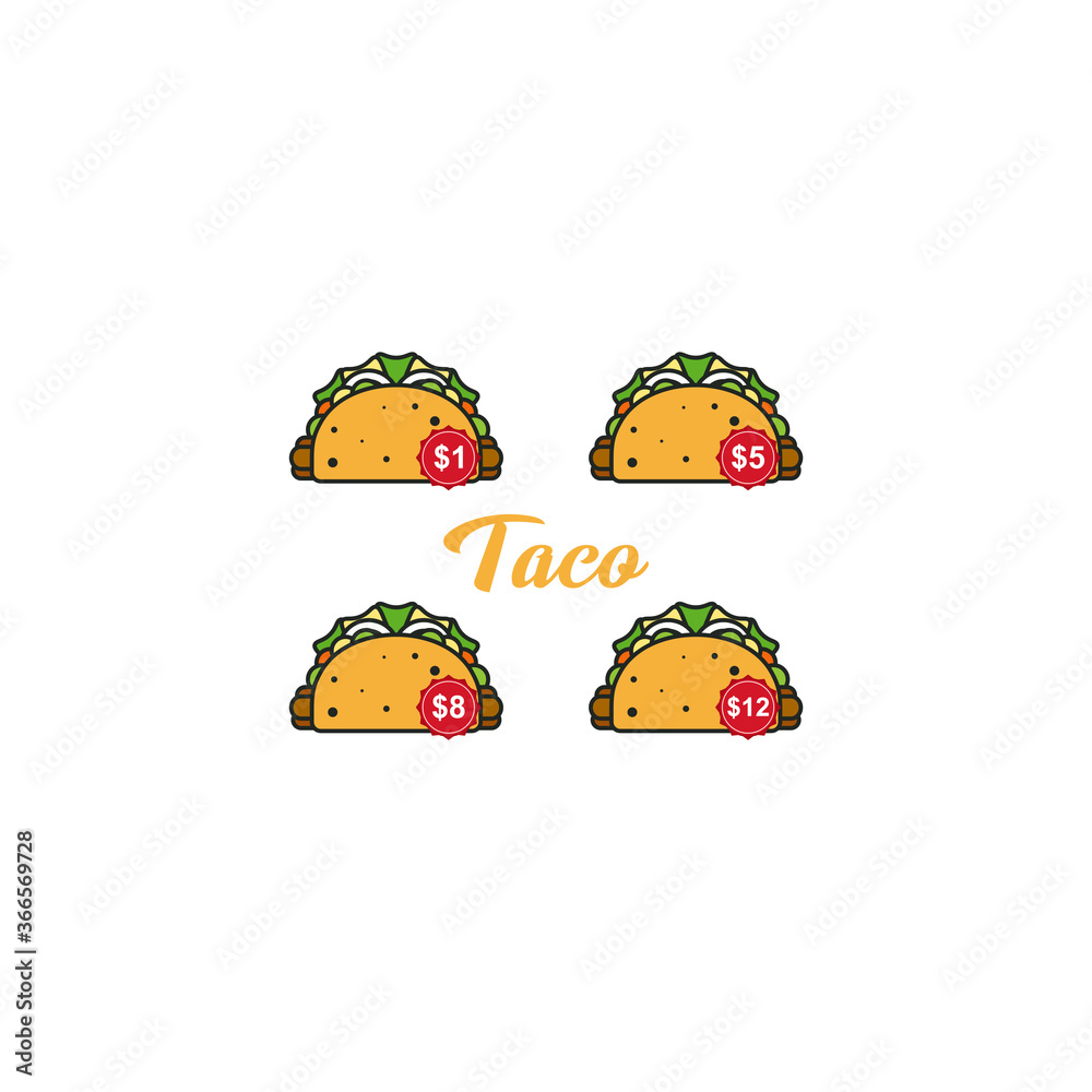 Fototapeta premium Illustration Vector Graphic of Hot and Tacos Price List. Perfect to use for Food Business