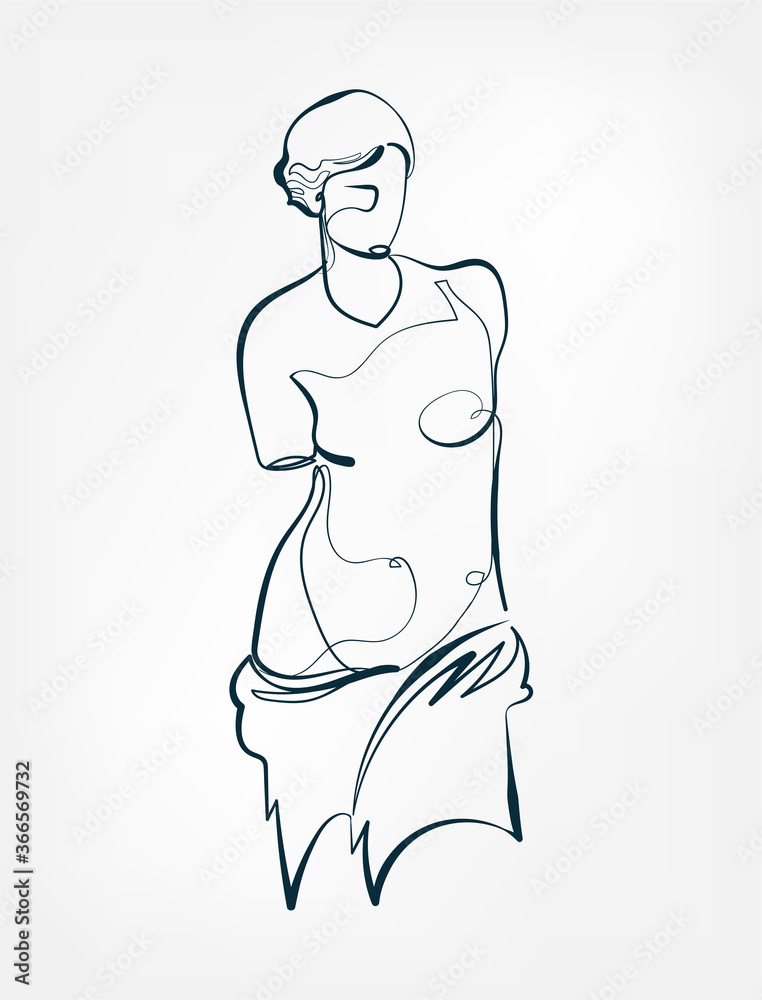 famous skulpture line one art isolated vector illustration