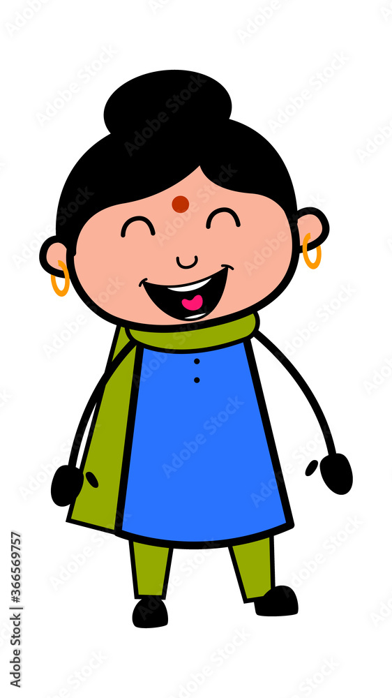 Adorable Indian Lady cartoon